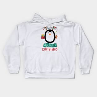 Penguin Christmas decoration. Christmas lights. Kids Hoodie